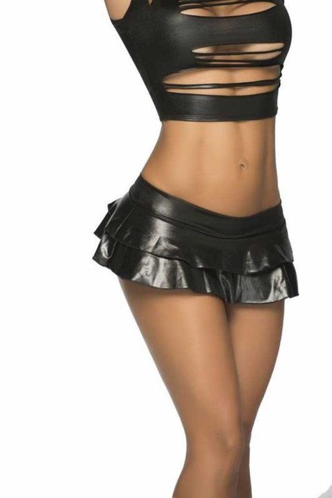 Jupette double fronce Wet Black